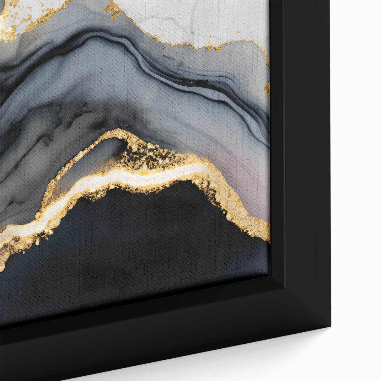 Luxury Abstract Wall Art – Black, Gray & Gold Stretched Canvas