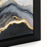 Luxury Abstract Wall Art – Black, Gray & Gold Stretched Canvas