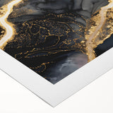 Luxury Abstract Wall Art – Black, Gray & Gold Stretched Canvas