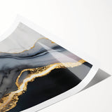 Luxury Abstract Wall Art – Black, Gray & Gold Stretched Canvas