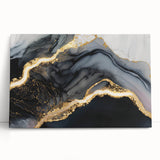 Luxury Abstract Wall Art – Black, Gray & Gold Stretched Canvas