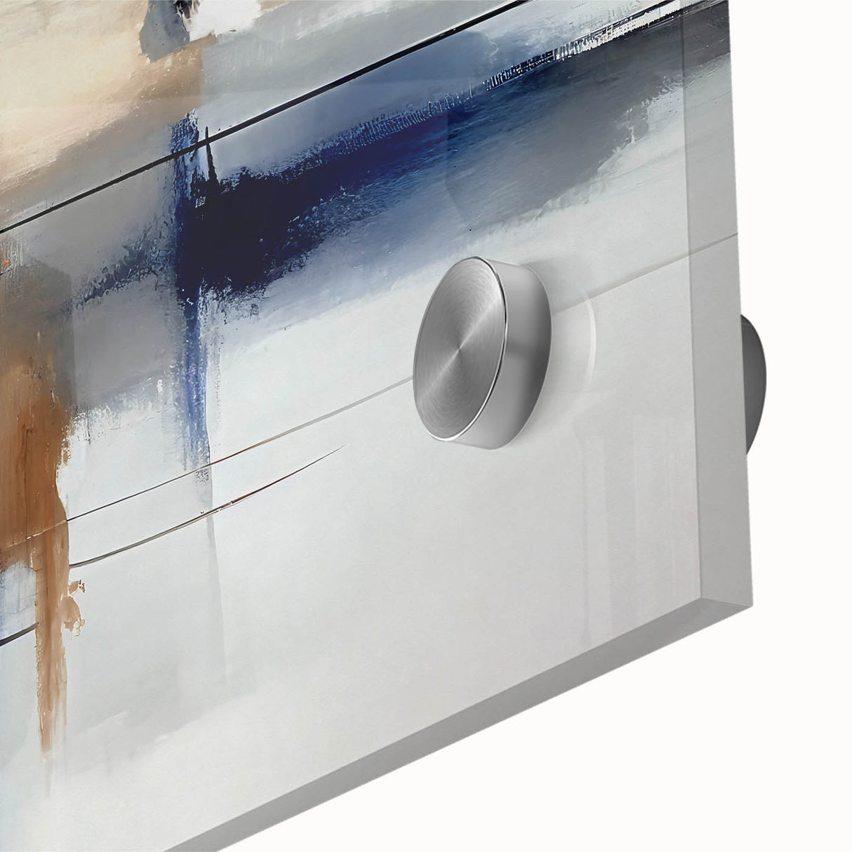 Contemporary Canvas Print - Navy Blue and Beige Abstract Art