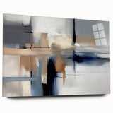 Contemporary Canvas Print - Navy Blue and Beige Abstract Art