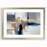 Contemporary Canvas Print - Navy Blue and Beige Abstract Art