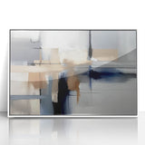 Contemporary Canvas Print - Navy Blue and Beige Abstract Art