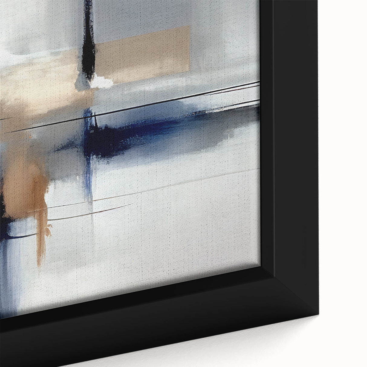 Contemporary Canvas Print - Navy Blue and Beige Abstract Art