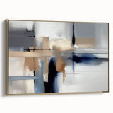 Contemporary Canvas Print - Navy Blue and Beige Abstract Art