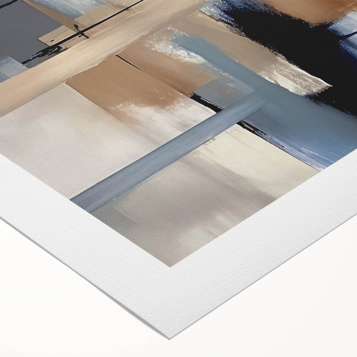 Contemporary Canvas Print - Navy Blue and Beige Abstract Art