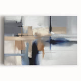 Contemporary Canvas Print - Navy Blue and Beige Abstract Art