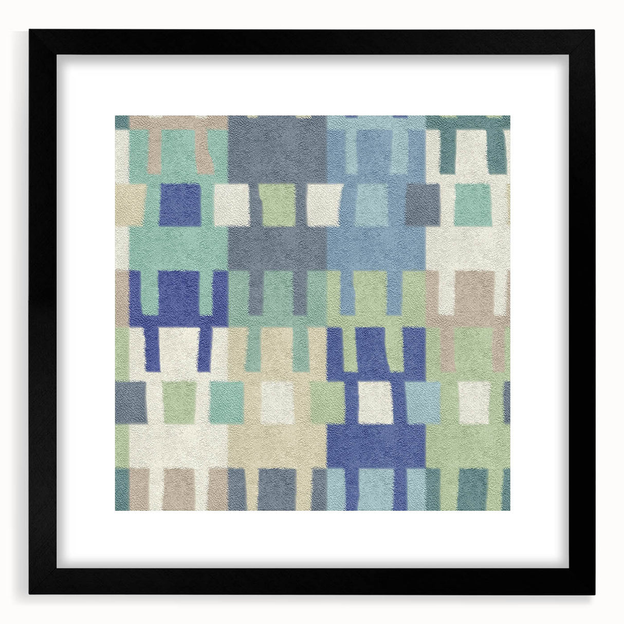 Modern Abstract Canvas Prints – Mint, Blue, and Beige Grid Art