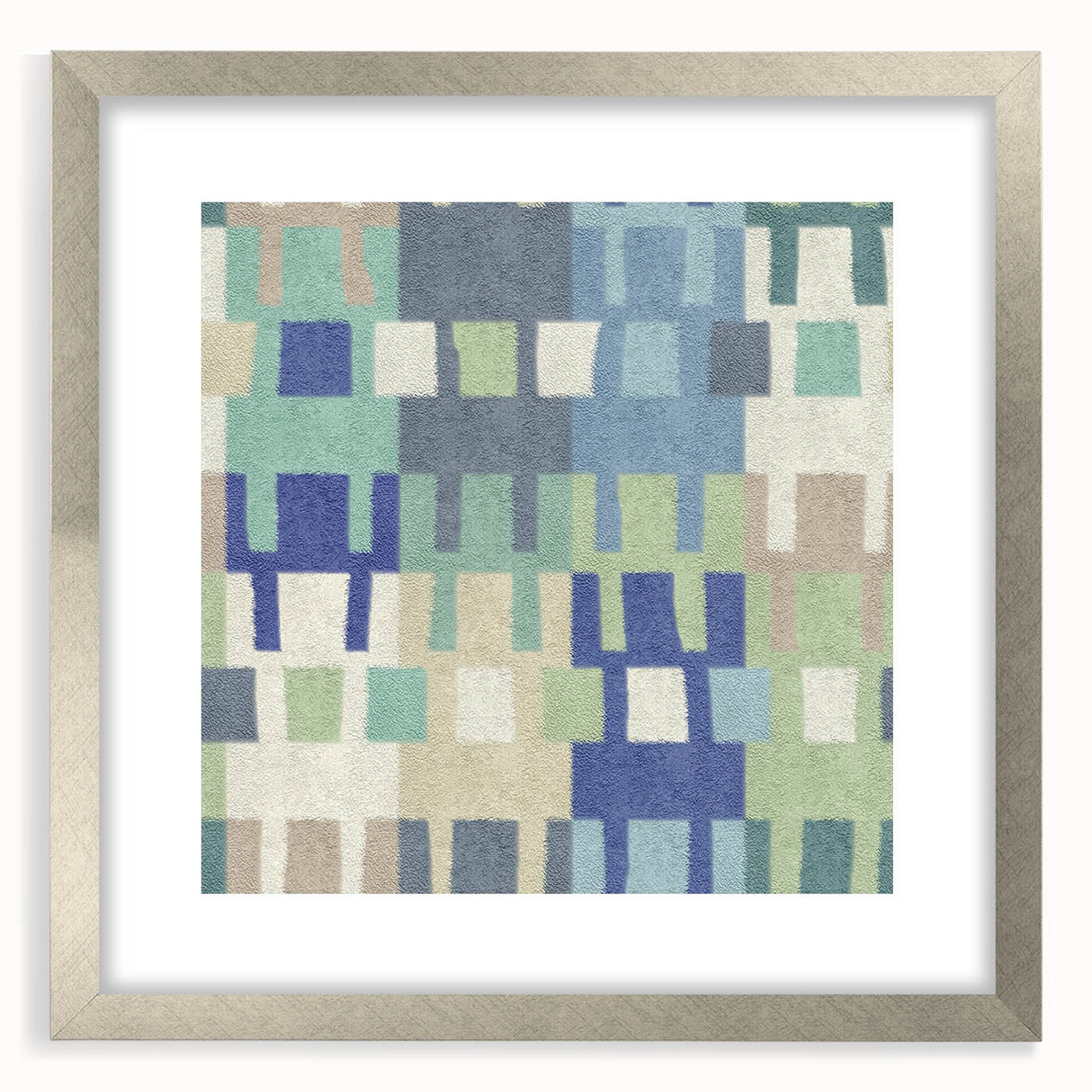 Modern Abstract Canvas Prints – Mint, Blue, and Beige Grid Art
