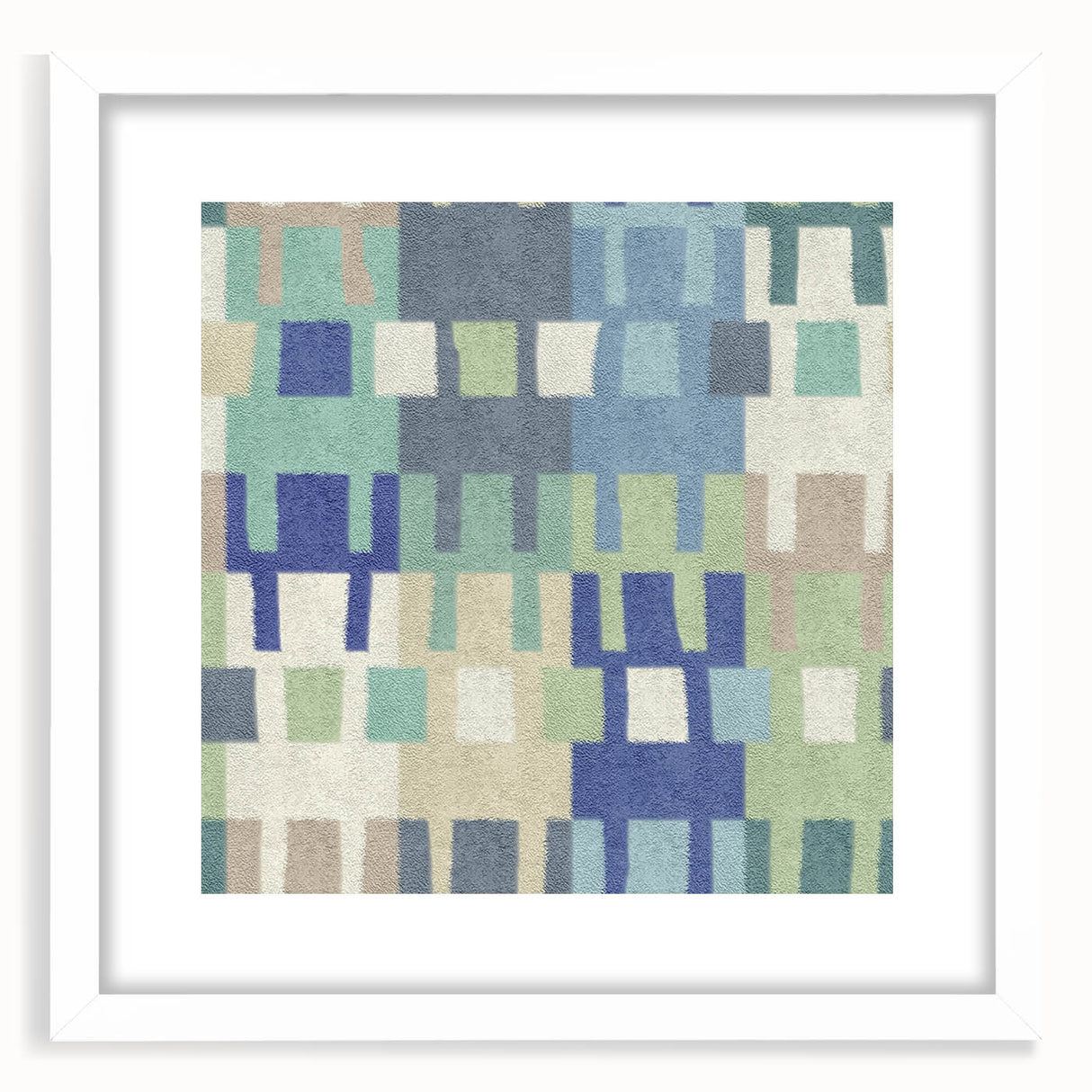 Modern Abstract Canvas Prints – Mint, Blue, and Beige Grid Art