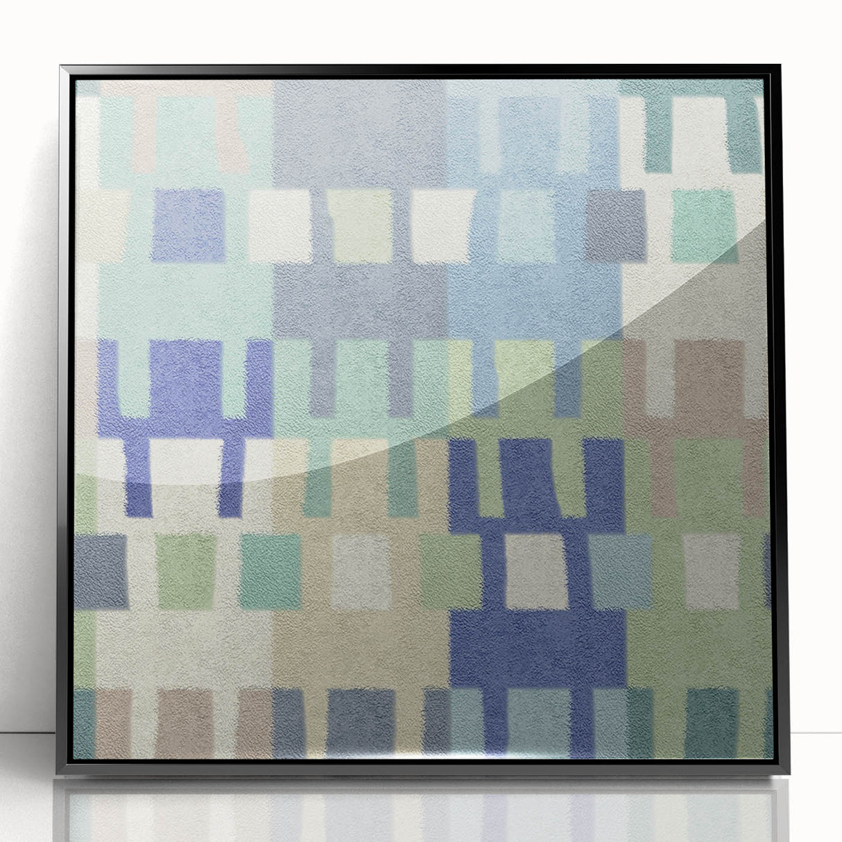 Modern Abstract Canvas Prints – Mint, Blue, and Beige Grid Art