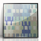 Modern Abstract Canvas Prints – Mint, Blue, and Beige Grid Art