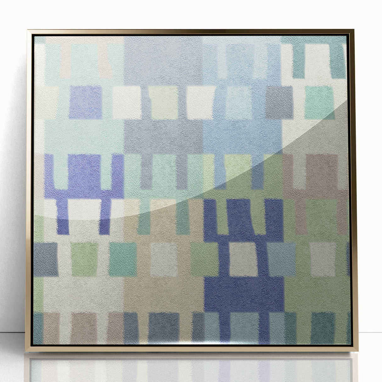Modern Abstract Canvas Prints – Mint, Blue, and Beige Grid Art
