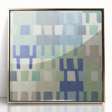 Modern Abstract Canvas Prints – Mint, Blue, and Beige Grid Art
