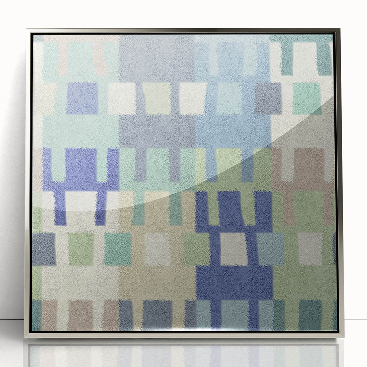 Modern Abstract Canvas Prints – Mint, Blue, and Beige Grid Art