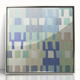 Modern Abstract Canvas Prints – Mint, Blue, and Beige Grid Art