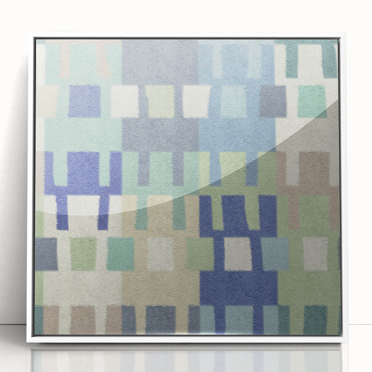 Modern Abstract Canvas Prints – Mint, Blue, and Beige Grid Art