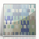 Modern Abstract Canvas Prints – Mint, Blue, and Beige Grid Art
