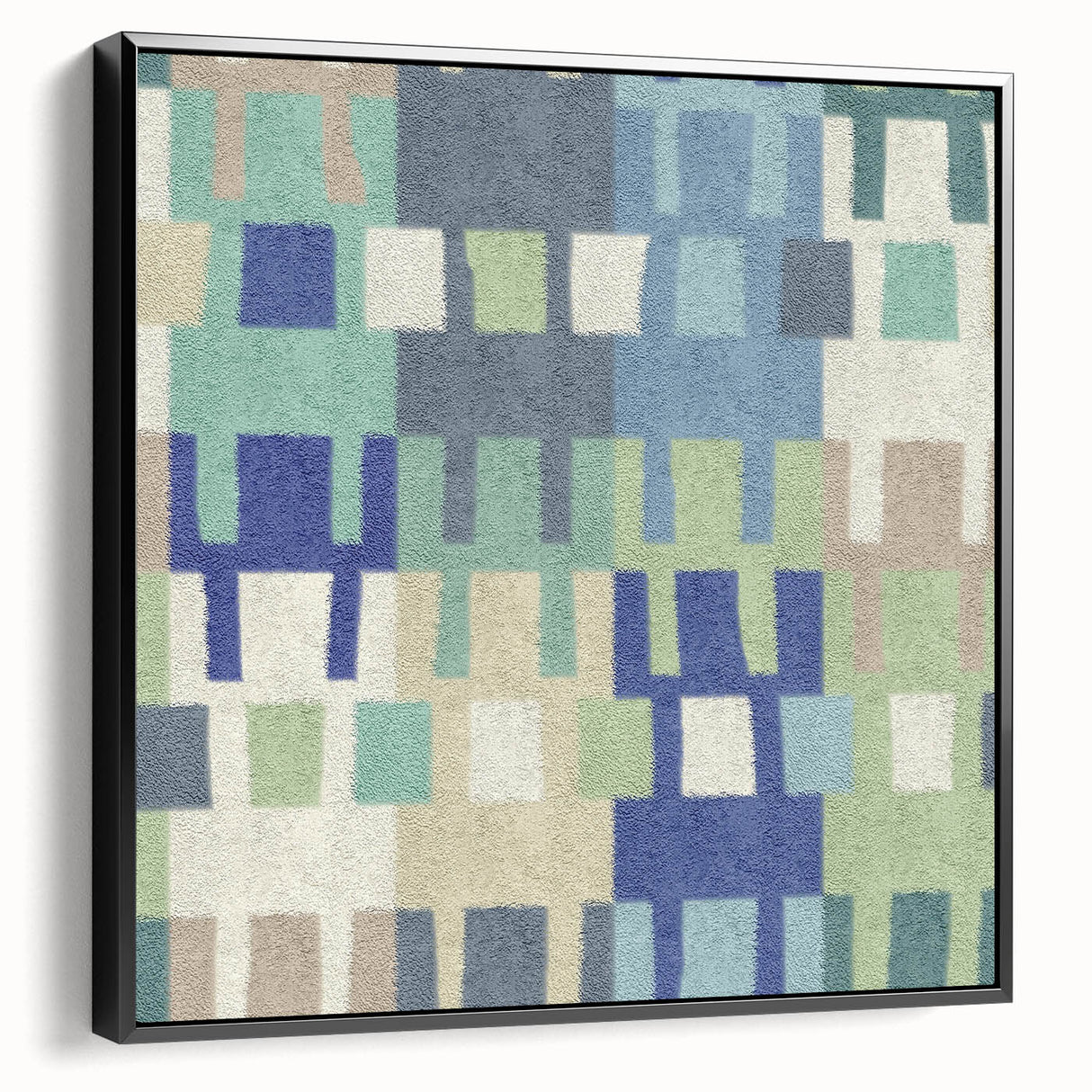 Modern Abstract Canvas Prints – Mint, Blue, and Beige Grid Art