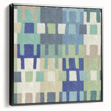 Modern Abstract Canvas Prints – Mint, Blue, and Beige Grid Art