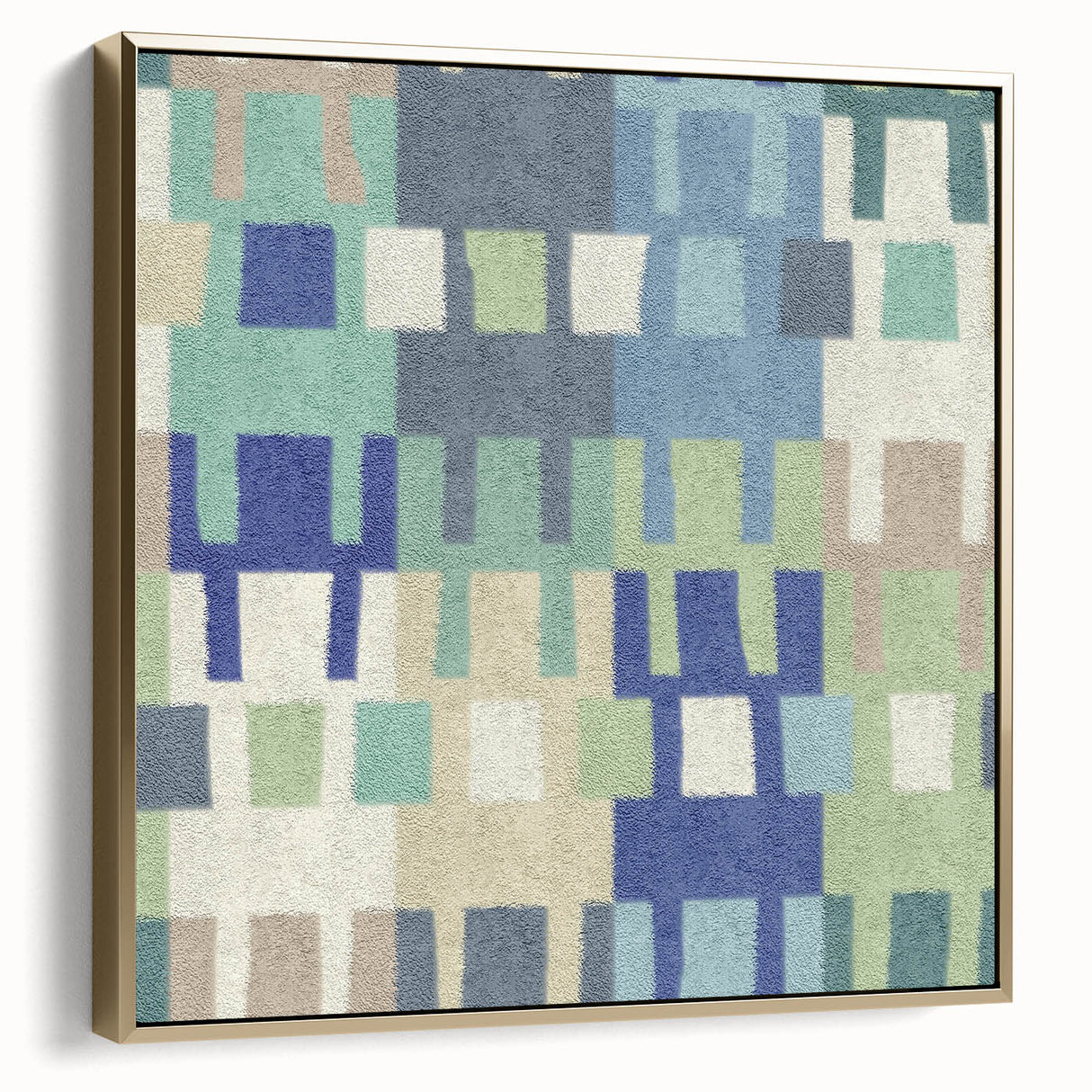 Modern Abstract Canvas Prints – Mint, Blue, and Beige Grid Art