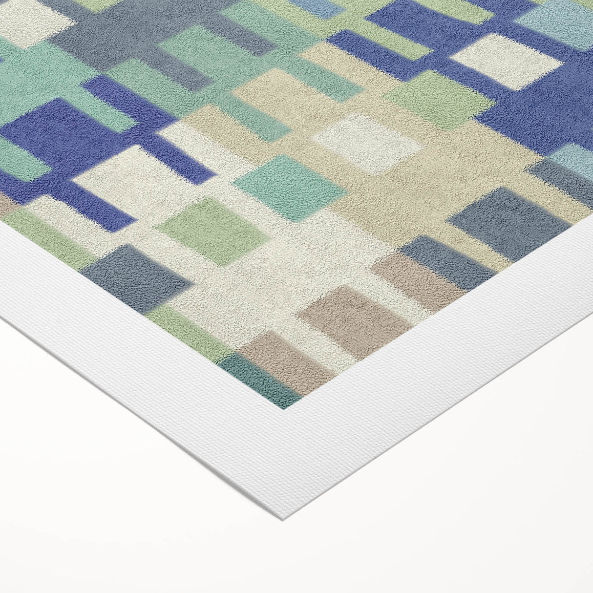 Modern Abstract Canvas Prints – Mint, Blue, and Beige Grid Art