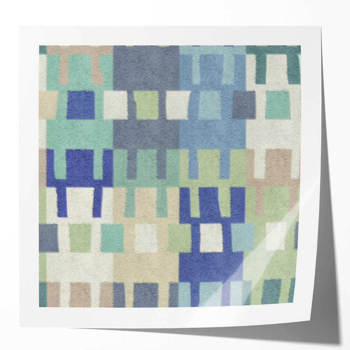 Modern Abstract Canvas Prints – Mint, Blue, and Beige Grid Art