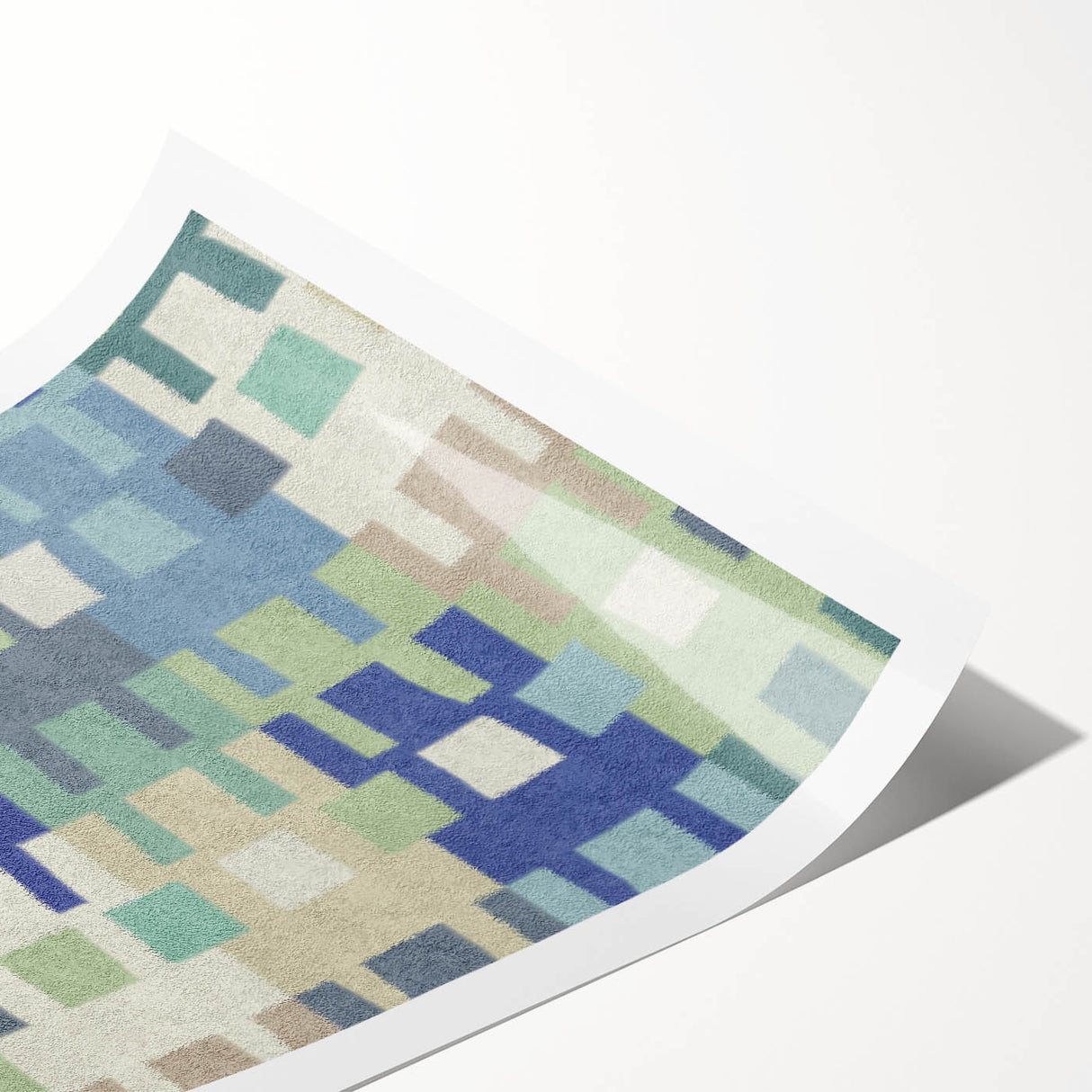 Modern Abstract Canvas Prints – Mint, Blue, and Beige Grid Art