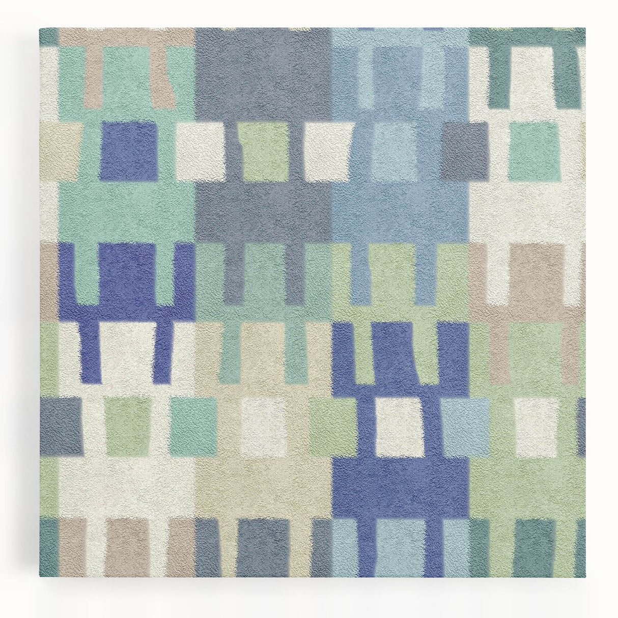 Modern Abstract Canvas Prints – Mint, Blue, and Beige Grid Art