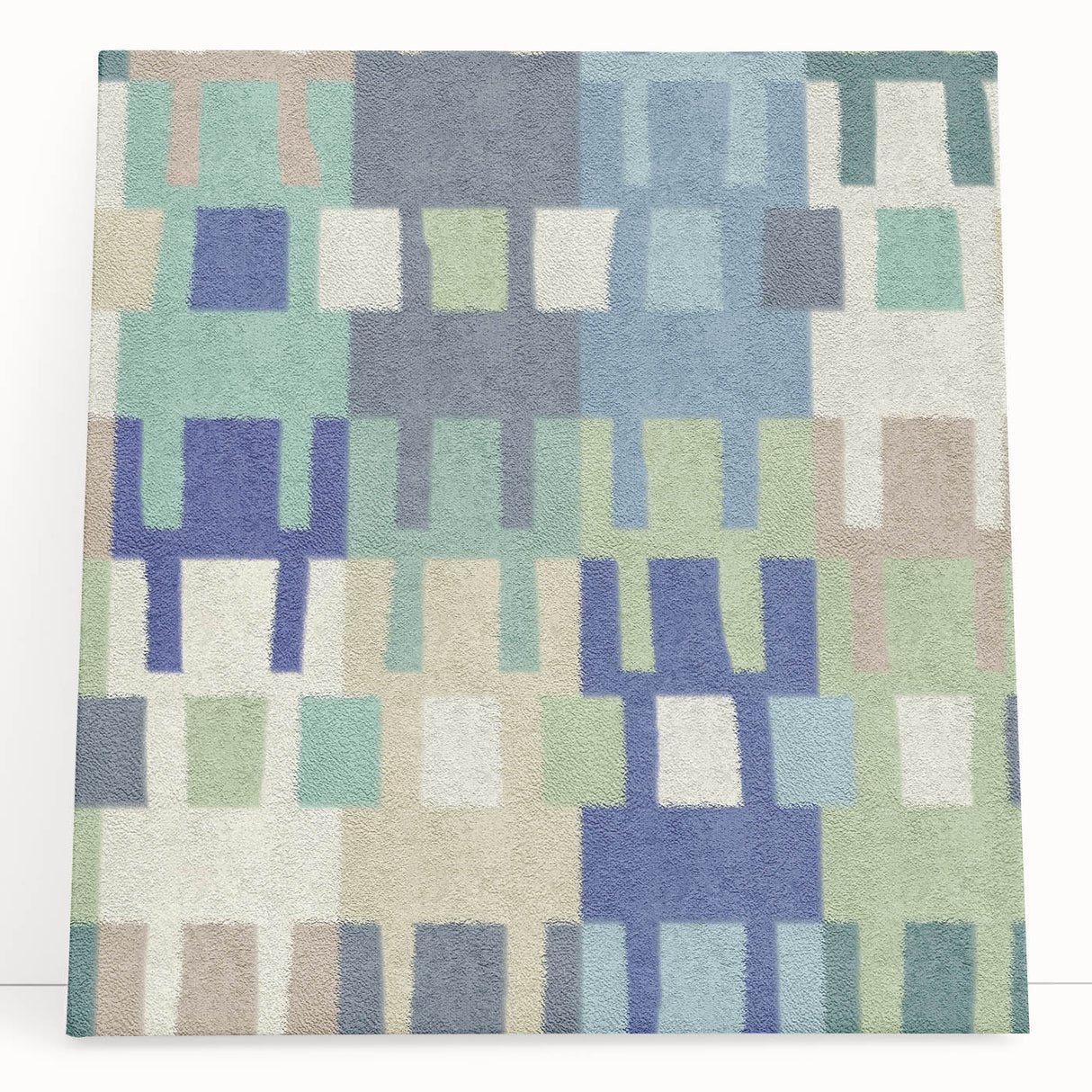 Modern Abstract Canvas Prints – Mint, Blue, and Beige Grid Art