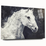 Majestic Black and White Horse Wall Art - Abstract Equine Canvas
