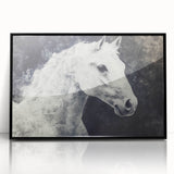 Majestic Black and White Horse Wall Art - Abstract Equine Canvas