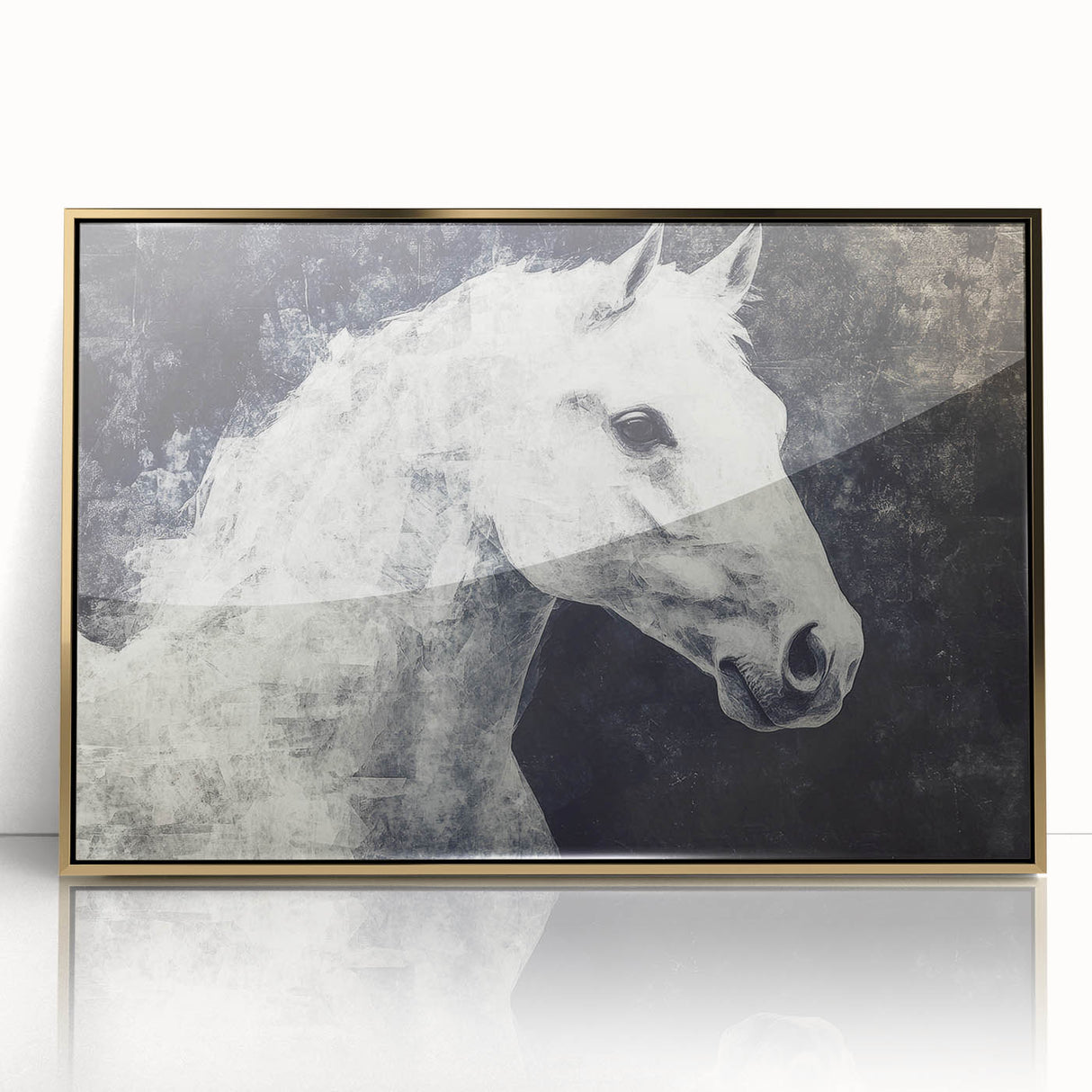 Majestic Black and White Horse Wall Art - Abstract Equine Canvas