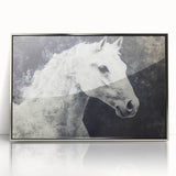 Majestic Black and White Horse Wall Art - Abstract Equine Canvas