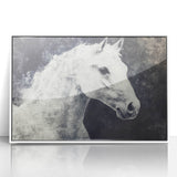 Majestic Black and White Horse Wall Art - Abstract Equine Canvas