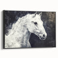 Majestic Black and White Horse Wall Art - Abstract Equine Canvas