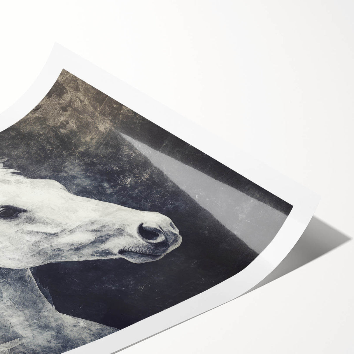 Majestic Black and White Horse Wall Art - Abstract Equine Canvas