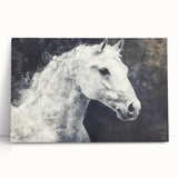 Majestic Black and White Horse Wall Art - Abstract Equine Canvas