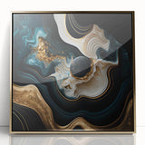 Exclusive Abstract Wall Decor – Black, Teal & Gold Luxury Art