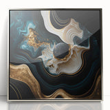 Exclusive Abstract Wall Decor – Black, Teal & Gold Luxury Art