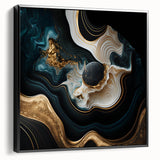 Exclusive Abstract Wall Decor – Black, Teal & Gold Luxury Art