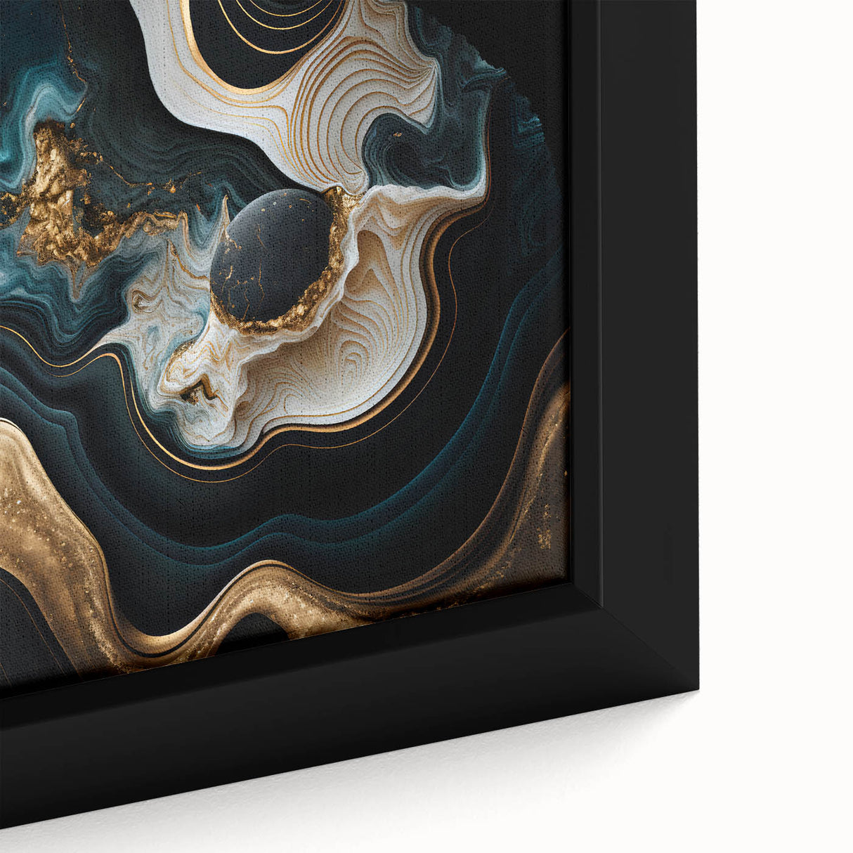 Exclusive Abstract Wall Decor – Black, Teal & Gold Luxury Art