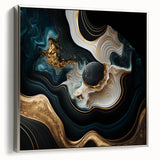 Exclusive Abstract Wall Decor – Black, Teal & Gold Luxury Art