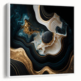 Exclusive Abstract Wall Decor – Black, Teal & Gold Luxury Art