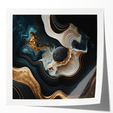 Exclusive Abstract Wall Decor – Black, Teal & Gold Luxury Art
