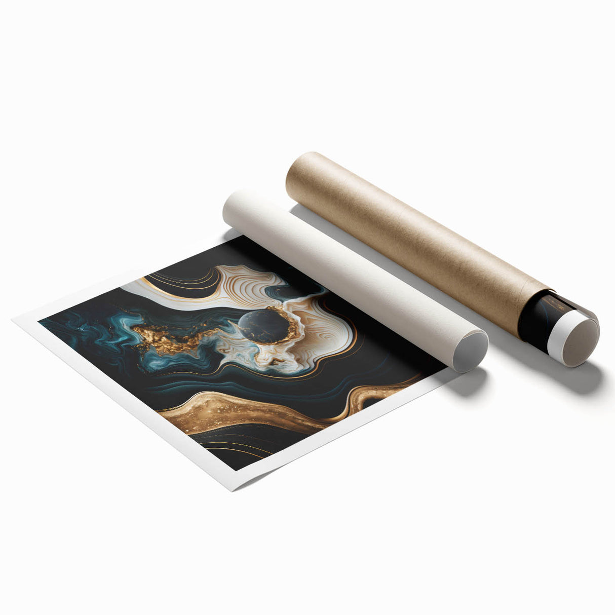 Exclusive Abstract Wall Decor – Black, Teal & Gold Luxury Art