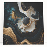 Exclusive Abstract Wall Decor – Black, Teal & Gold Luxury Art