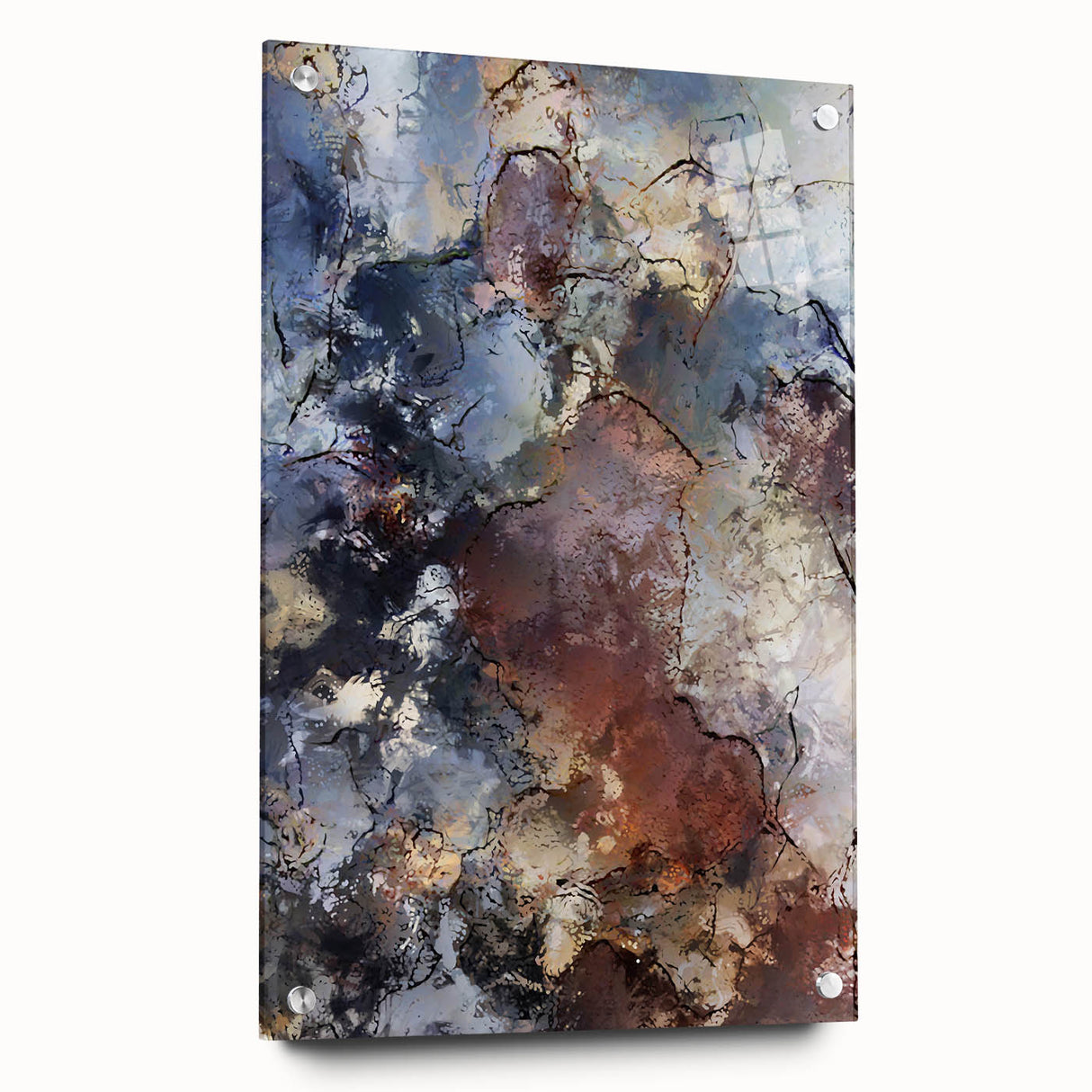 Earthen Harmony Abstracts – Moody Blue and Brown Modern Wall Art